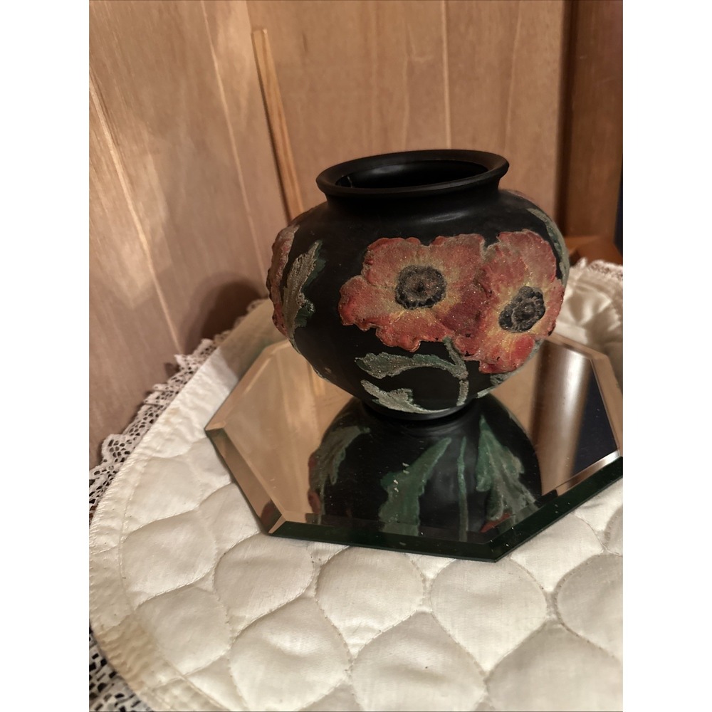 Tiffin Art Deco black satin glass vase - Picture 3 of 7